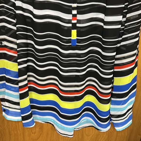 a.n.a. Sheer black and multi-color striped top size 1X - Picture 5 of 9